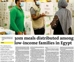 100 Million Meals campaign distributes 30mm meals in Egypt